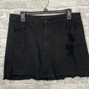 Vervet Black Denim High Waist Distressed Skirt